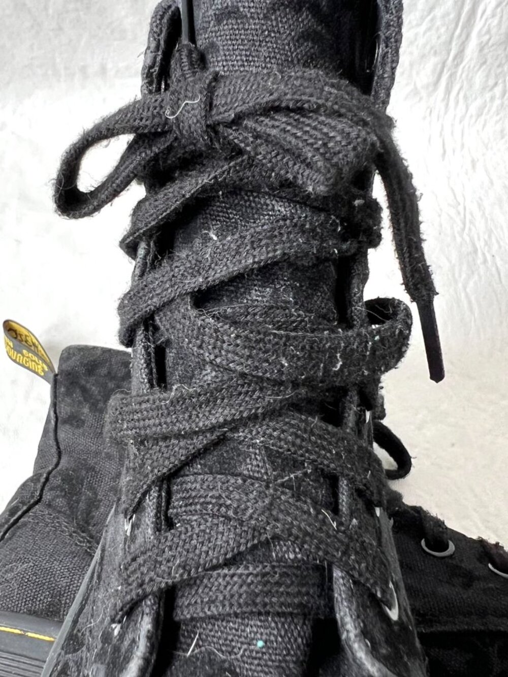 Dr Martens shoes sneaker boots black fabric skulls Hackney lace up high top docs - Picture 10 of 11